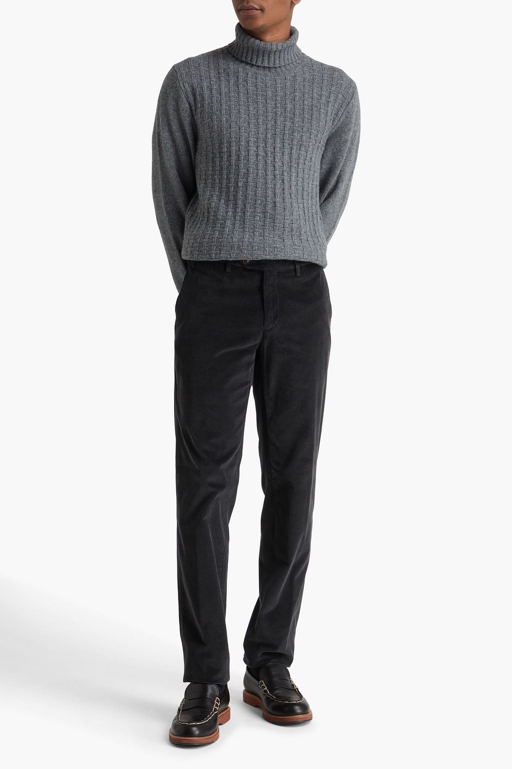 CANALI コットン混コーデュロイ テーパードパンツ