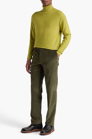 CANALI بنطال من المخمل المضلّع المصنوع من مزيج القطن بقصّة تضيق تدريجياً