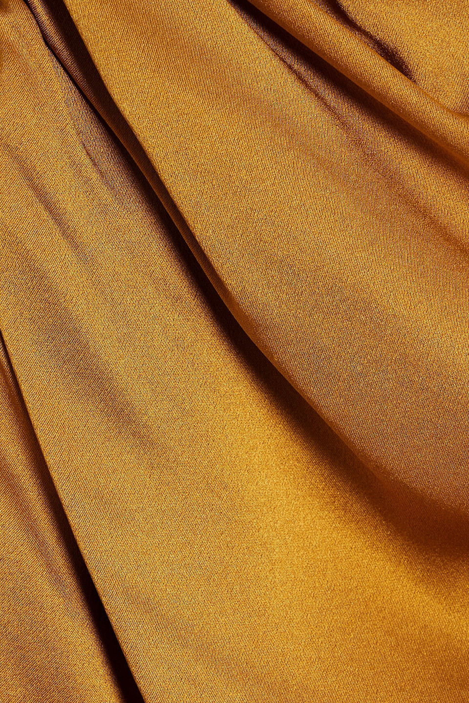 Michelle Mason One-shoulder Ruched Silk-satin Midi Dress In Yellow