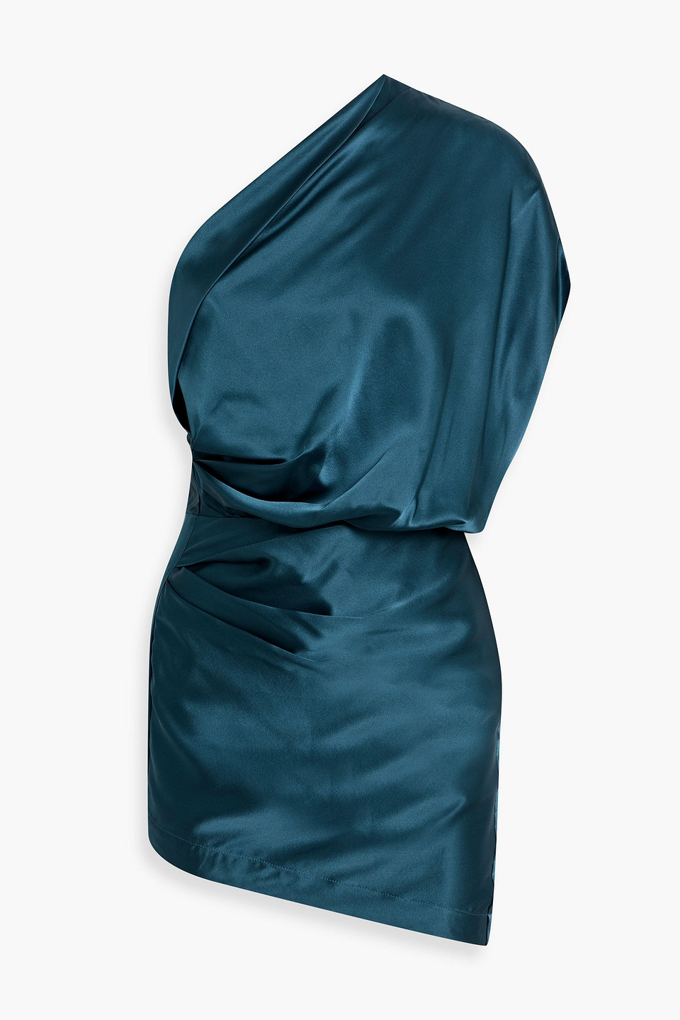 Michelle Mason One-shoulder Draped Silk-satin Mini Dress In Blue