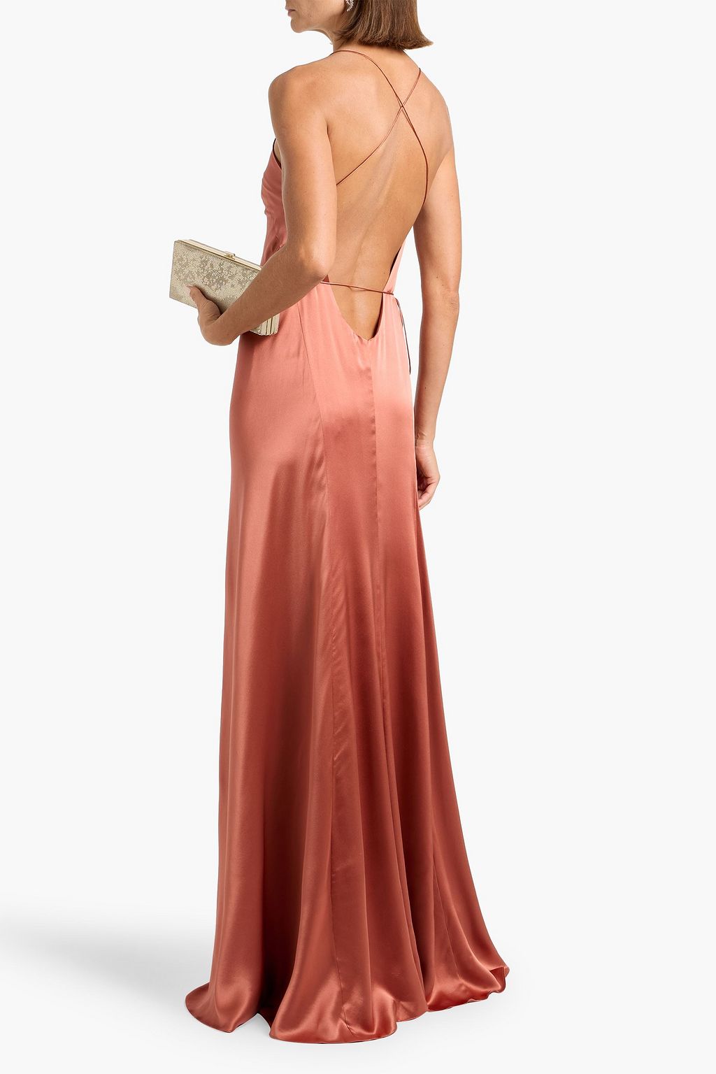 MICHELLE MASON Silk-satin wrap gown