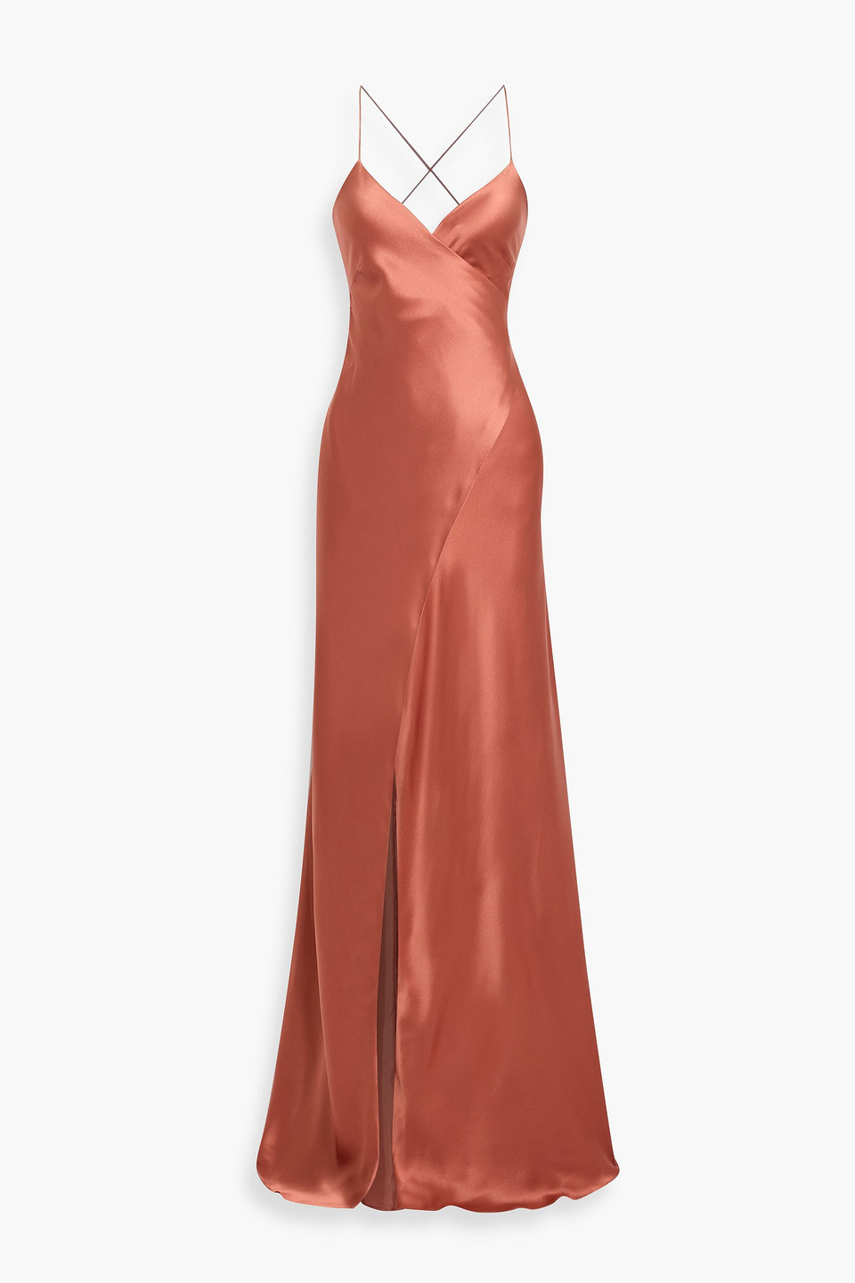 Michelle Mason Silk-satin Wrap Gown In Multi