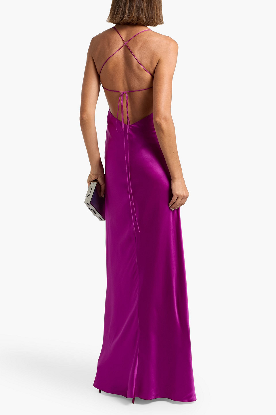 Michelle Mason Cutout Silk-satin Gown In Multi