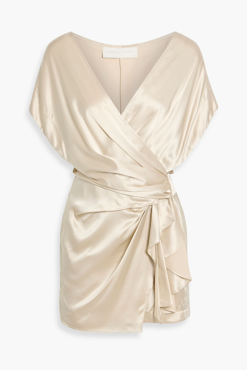 Michelle Mason Wrap-effect Silk-satin Mini Dress In White
