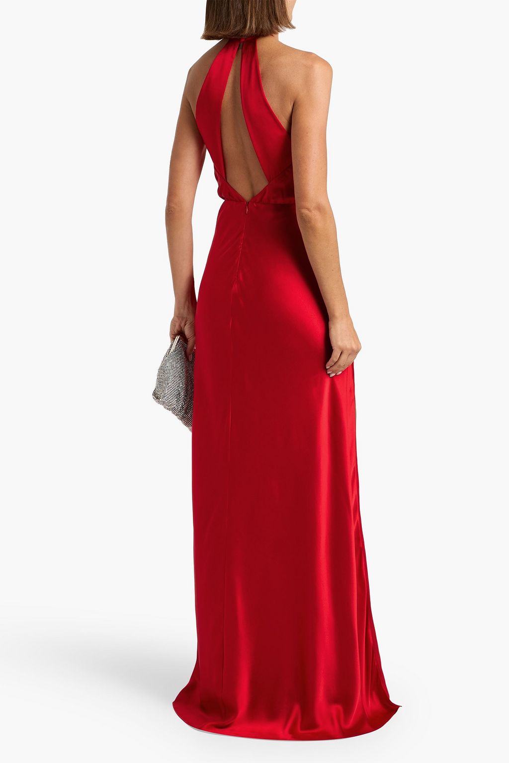MICHELLE MASON Draped cutout silk-satin gown