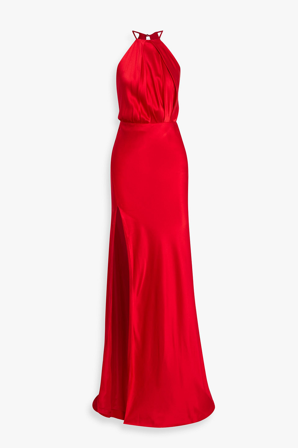 Michelle Mason Draped Cutout Silk-satin Gown In Animal Print