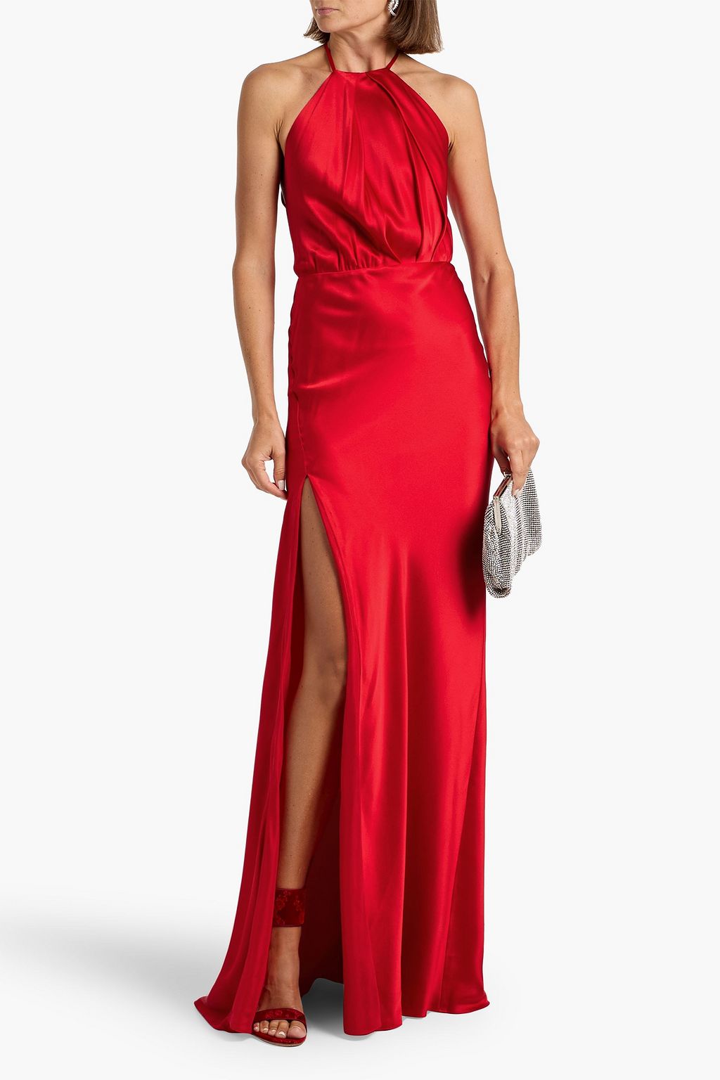 MICHELLE MASON Draped cutout silk-satin gown