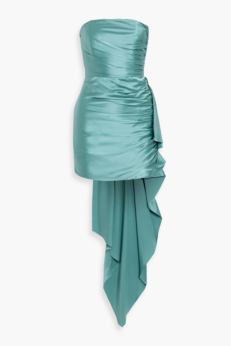 Michelle Mason Strapless Draped Silk-satin Mini Dress In Blue