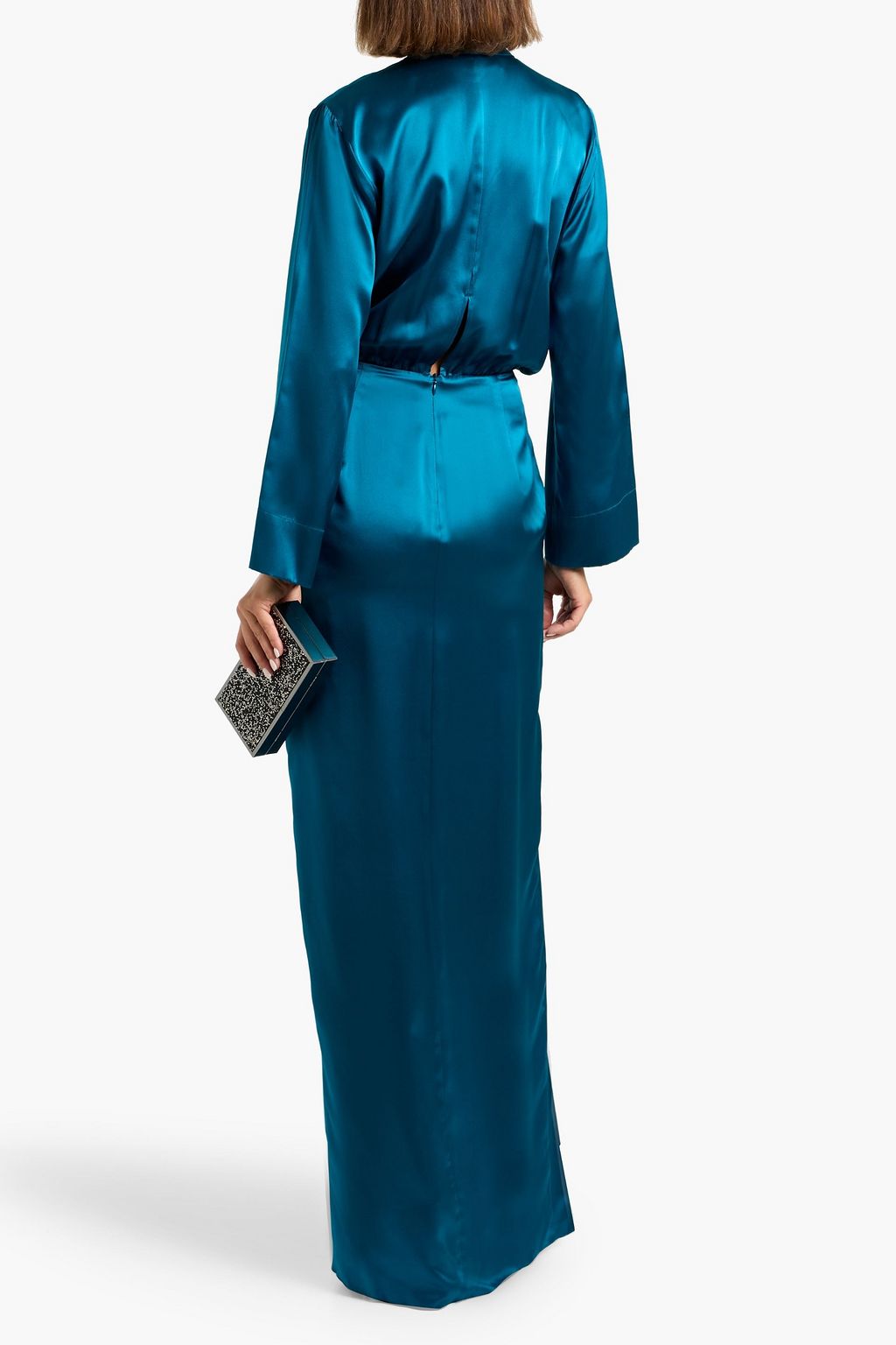 MICHELLE MASON Tie-front silk-satin gown