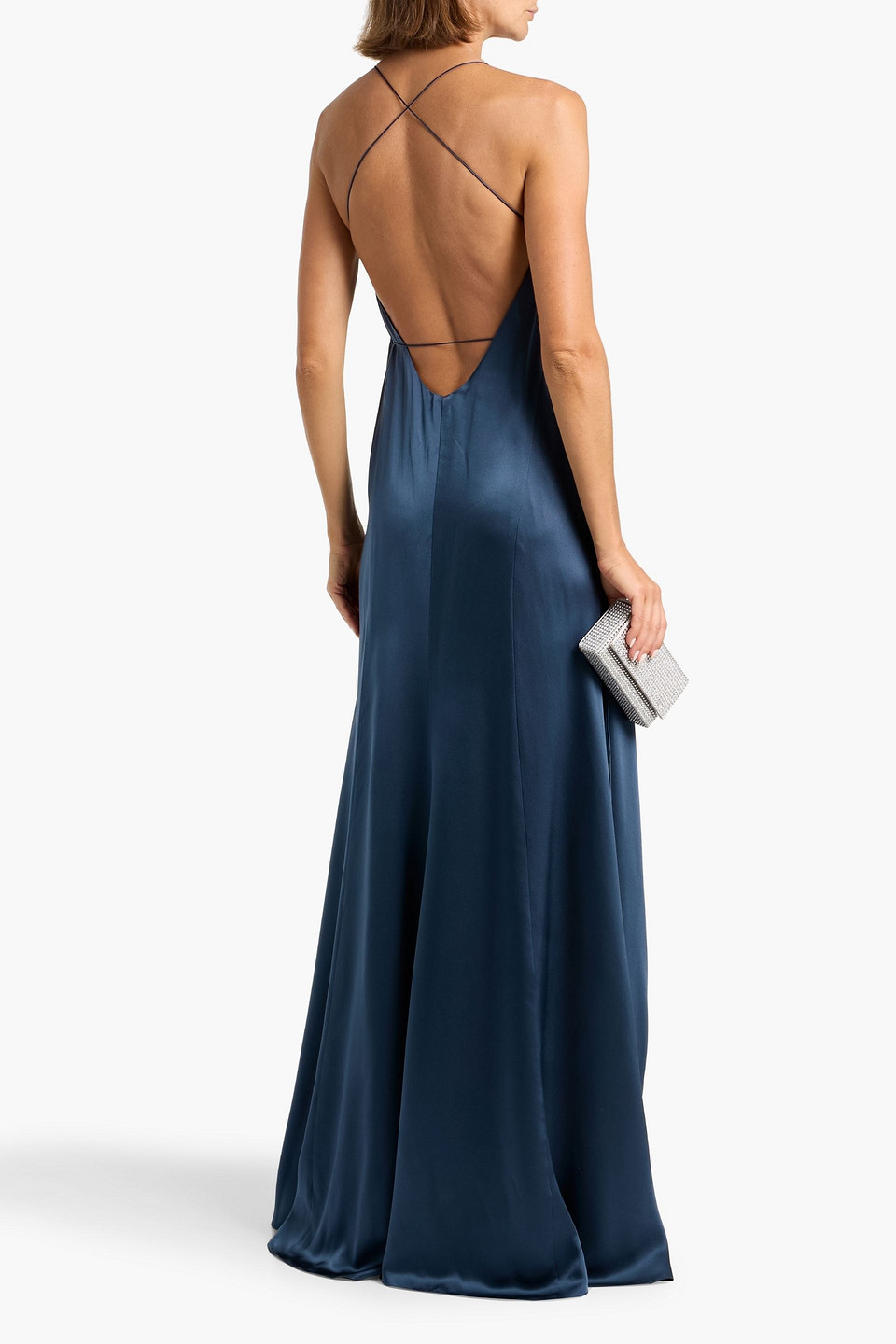 Michelle Mason Silk-satin Wrap Gown In Multi