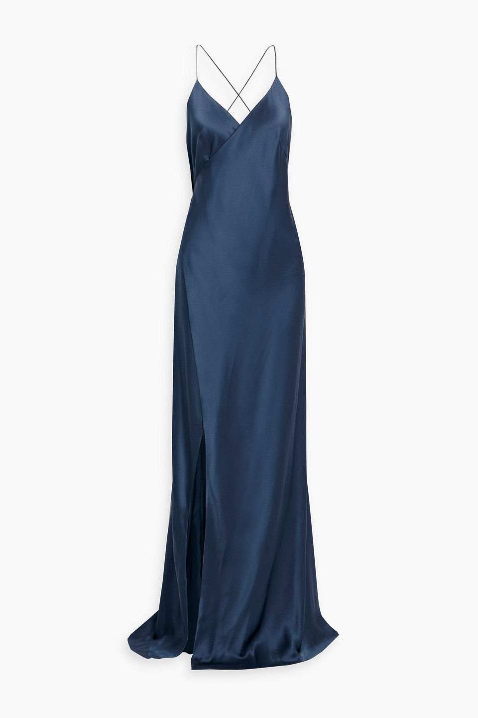 Michelle Mason Silk-satin Wrap Gown In Multi