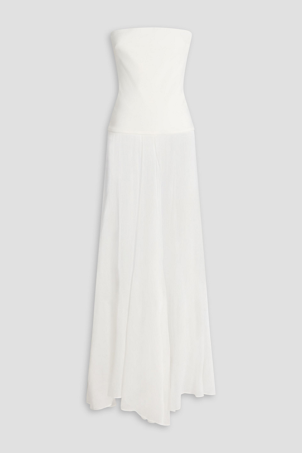 Esse Studios Aire Strapless Stretch Knit-paneled Linen And Silk-blend Maxi Dress In White