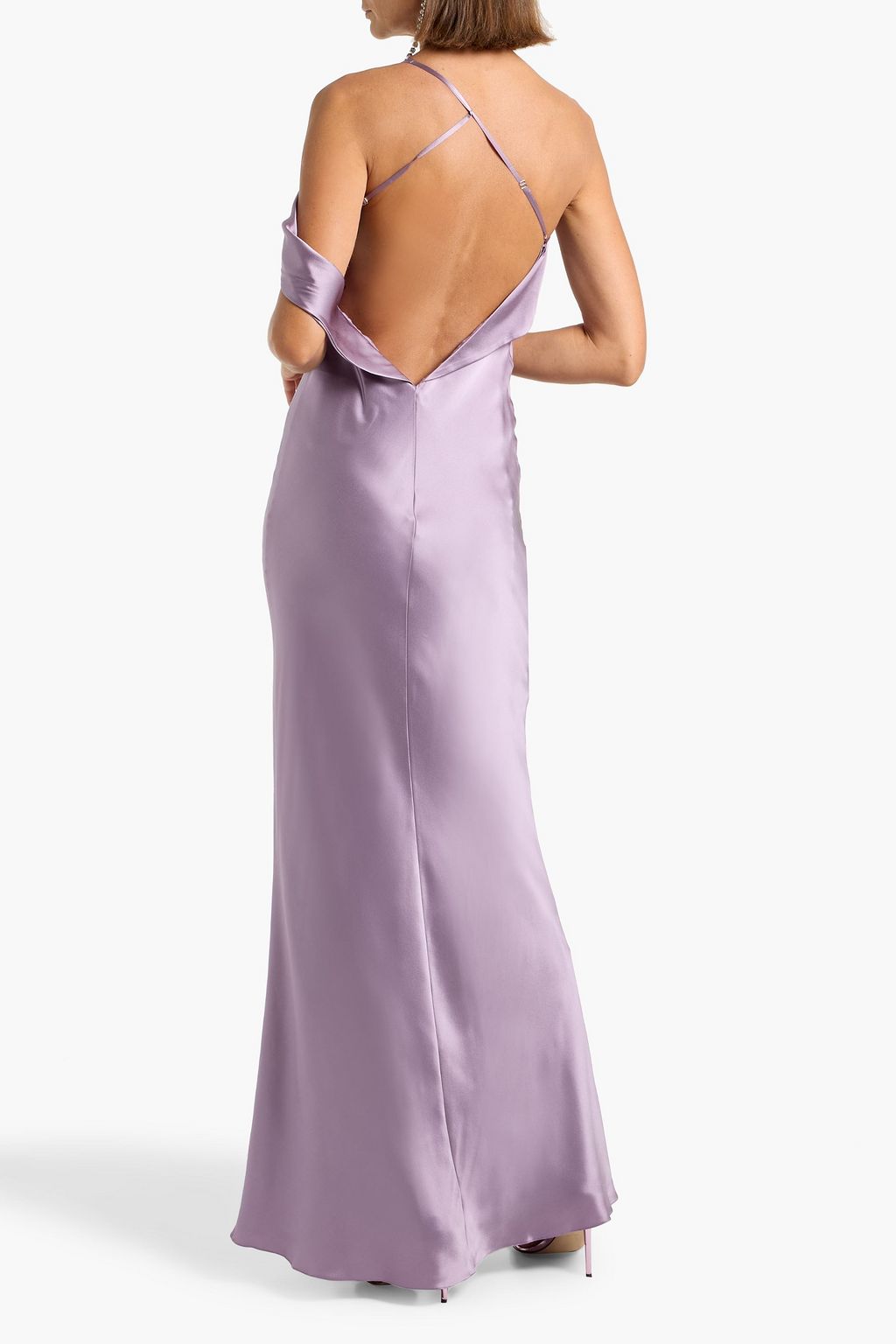 MICHELLE MASON One-shoulder silk-satin gown