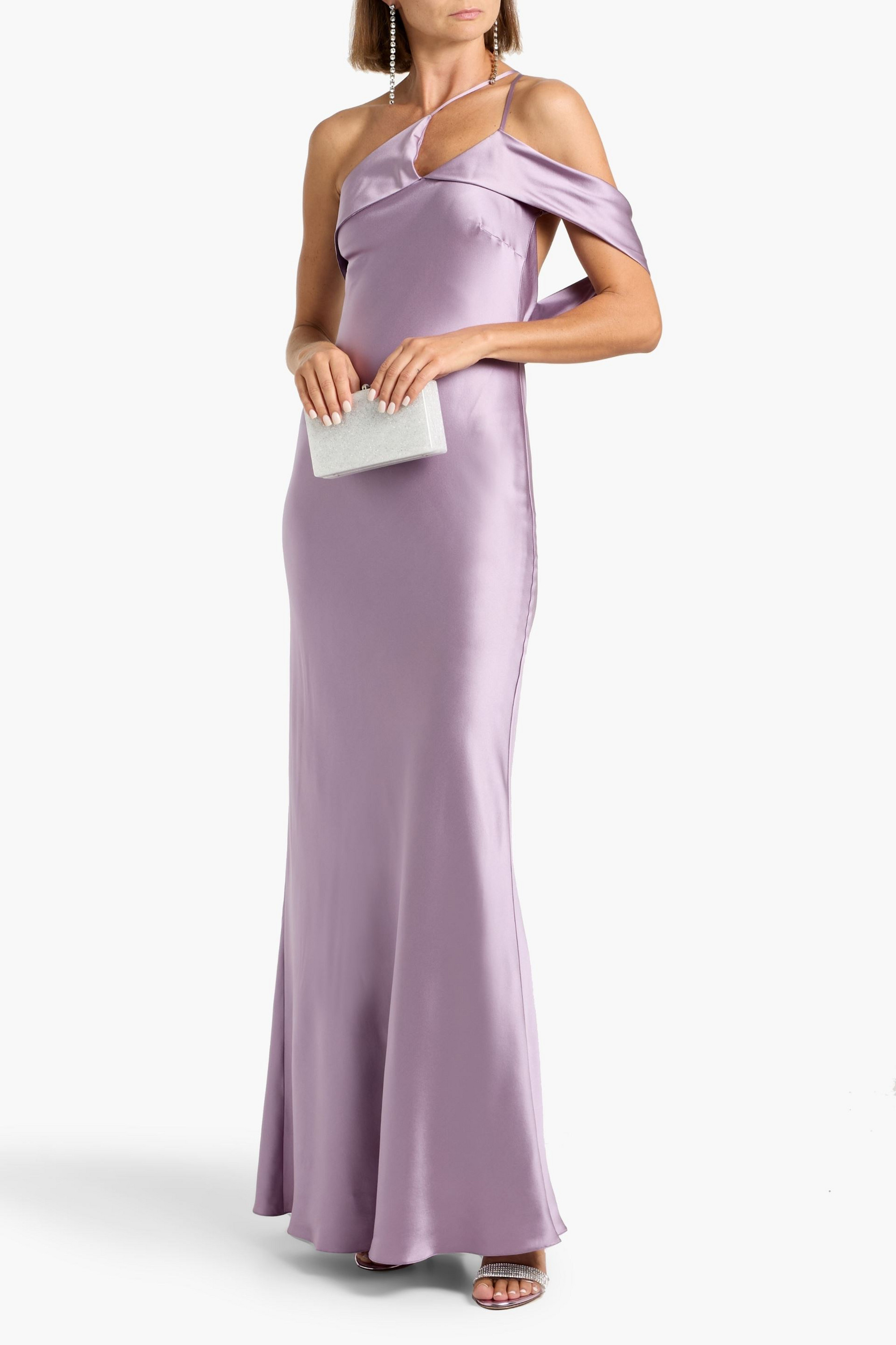 MICHELLE MASON One-shoulder silk-satin gown
