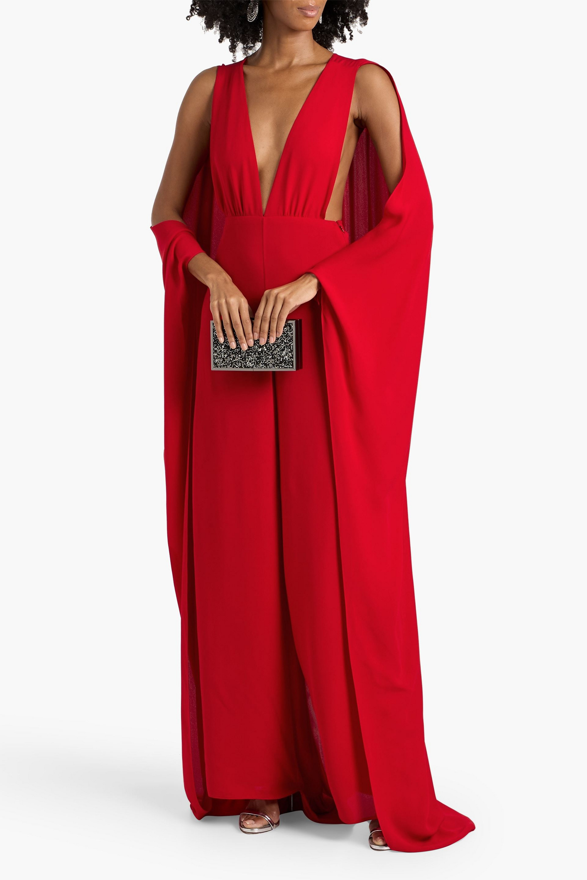 Valentino Garavani Cape-effect silk-crepe jumpsuit