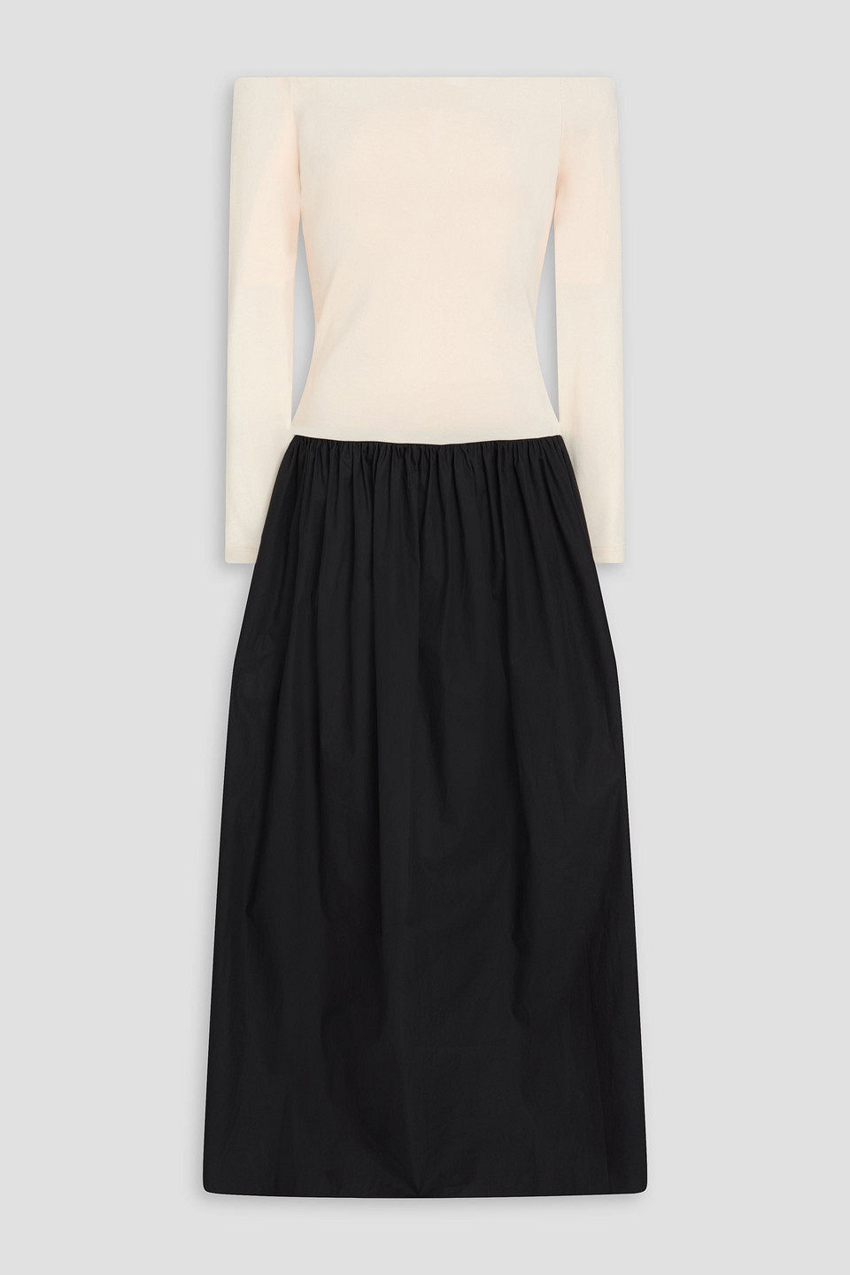 Esse Studios Off-the-shoulder Stretch-knit And Cotton-poplin Maxi Dress In White