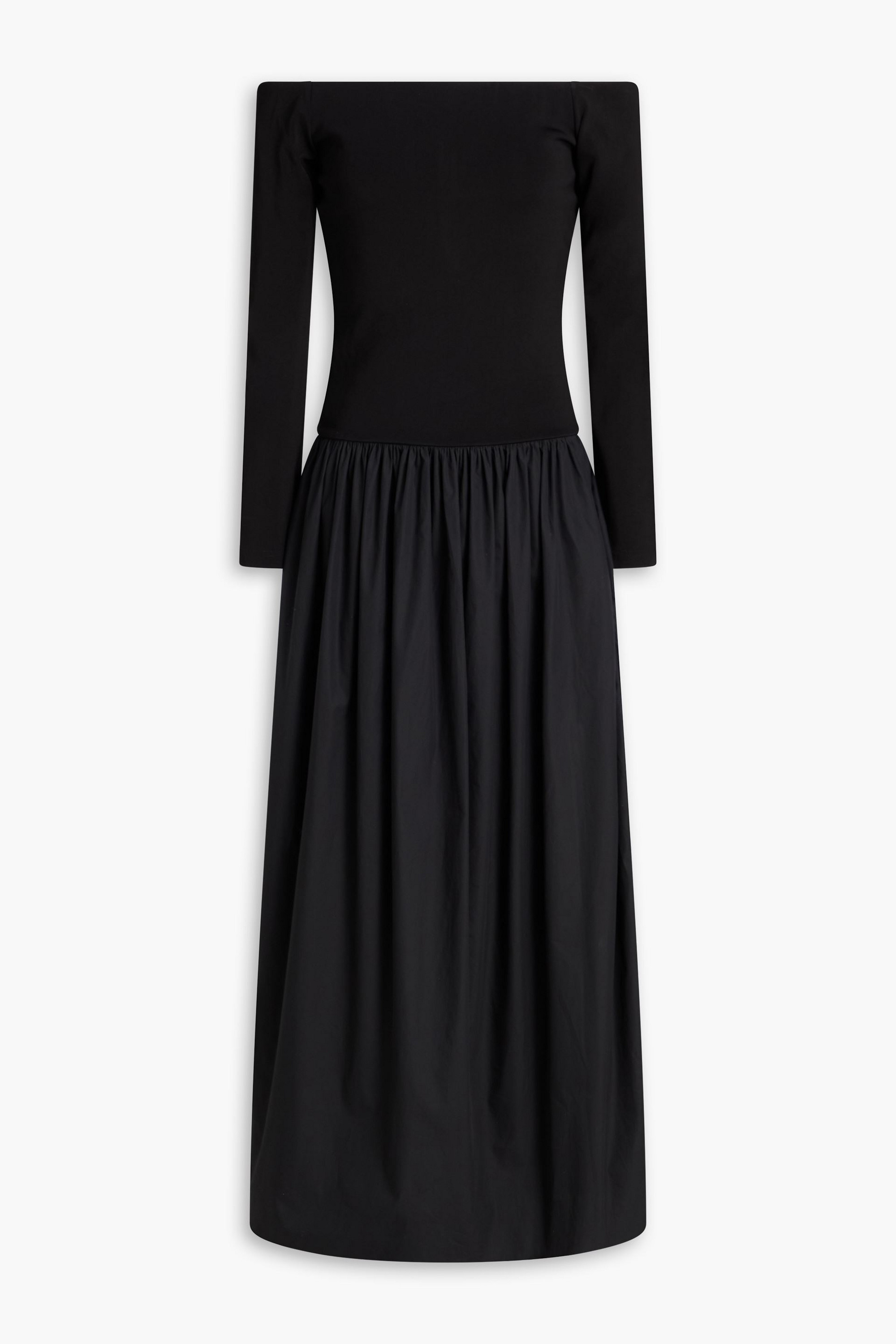 Esse Studios - Off-the-shoulder stretch-knit and cotton-poplin maxi dress |  Plush
