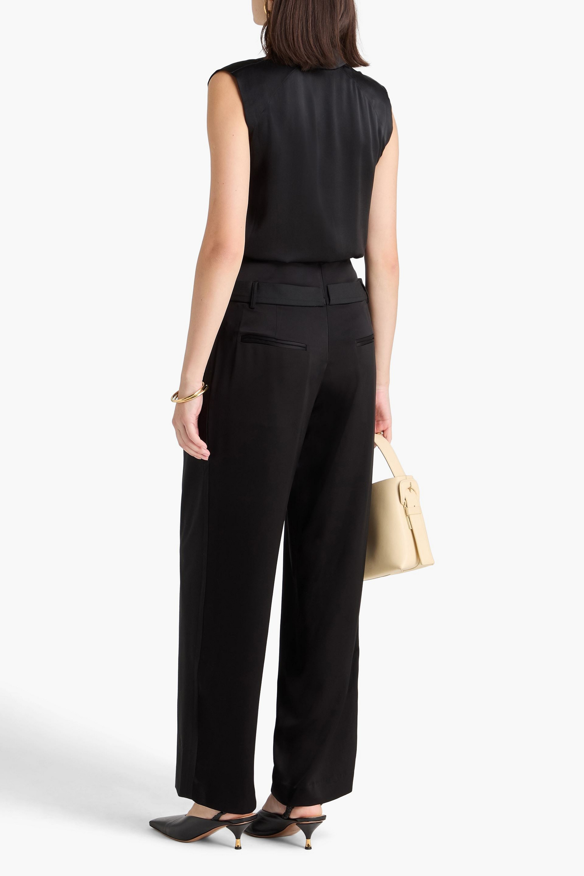 Esse Studios Portia Duo satin-paneled crepe straight-leg pants