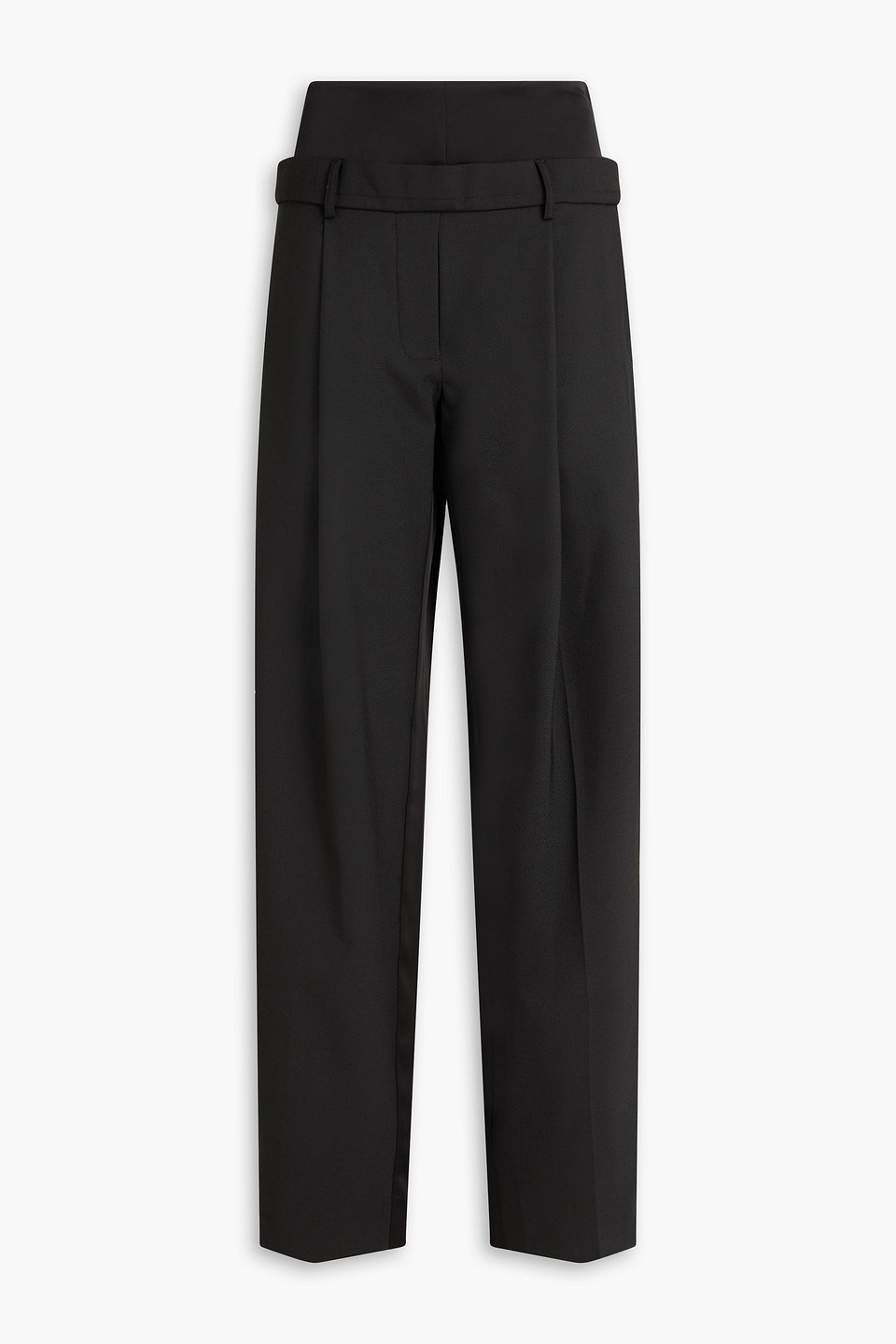 Esse Studios Portia Duo Satin-trimmed Crepe Straight-leg Pants In Black