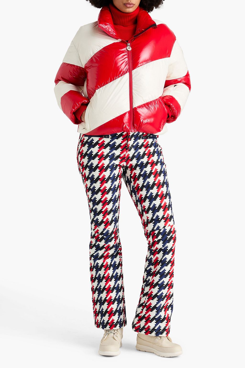 PERFECT MOMENT Super Mojo striped quilted shell down ski jacket