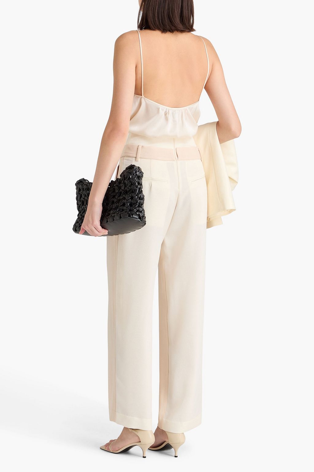 ESSE STUDIOS بنطال بأرجل واسعة "سومار ديو" مصنوع من الكريب وبحواف من قماش بيكيه