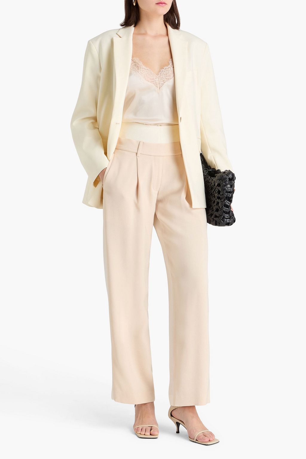 ESSE STUDIOS بنطال بأرجل واسعة "سومار ديو" مصنوع من الكريب وبحواف من قماش بيكيه