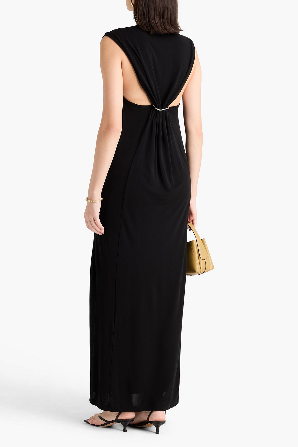  Esse Studios - Drapiertes Maxikleid „maca“ Aus Jersey Mit Verzierung - Schwarz - Uk 12 