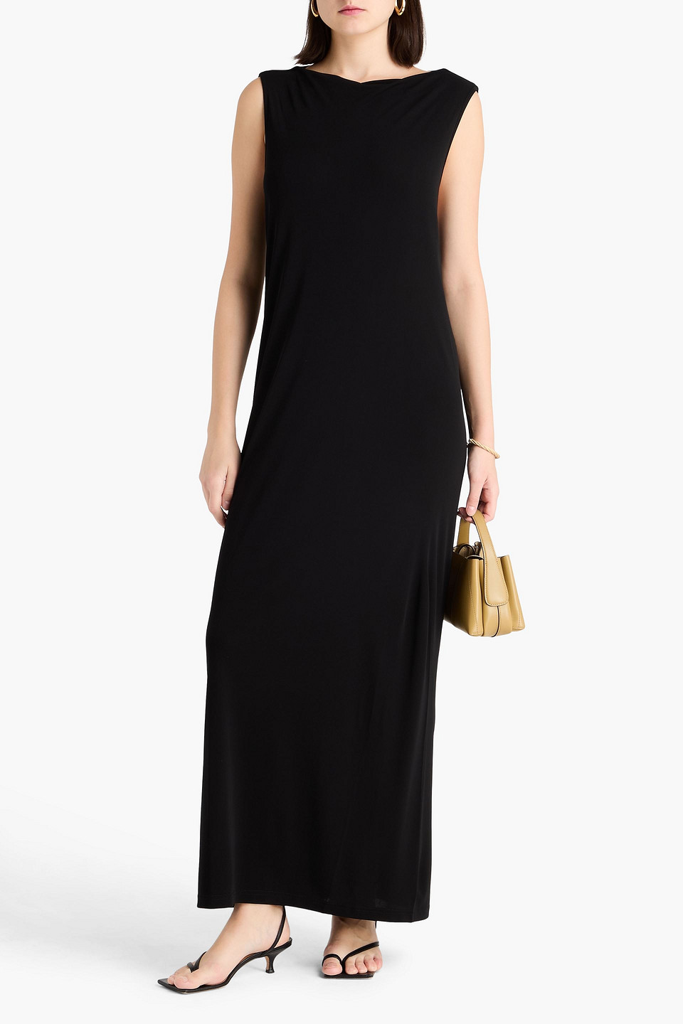  Esse Studios - Drapiertes Maxikleid „maca“ Aus Jersey Mit Verzierung - Schwarz - Uk 12 
