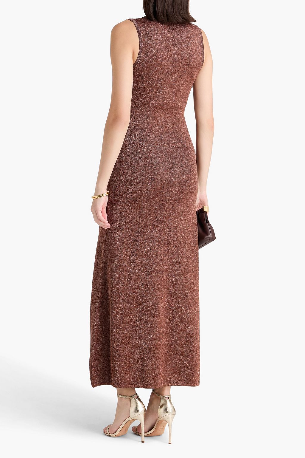 ESSE STUDIOS فستان طويل من نسيج محبوك بلون ميتاليك