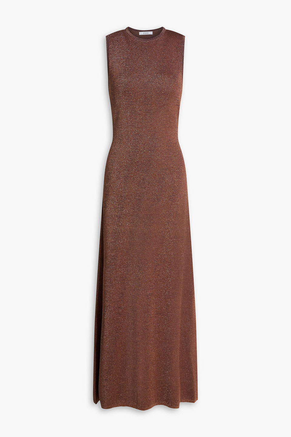 Esse Studios Metallic Knitted Maxi Dress In Brown