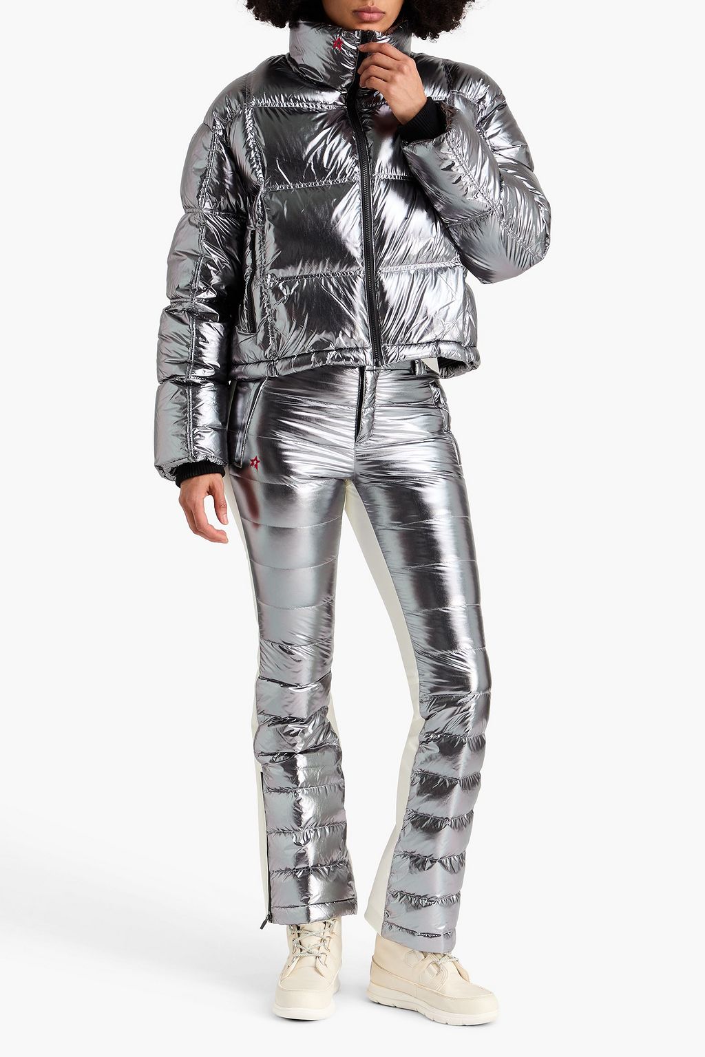 PERFECT MOMENT Nevada metallic quilted shell down ski jacket