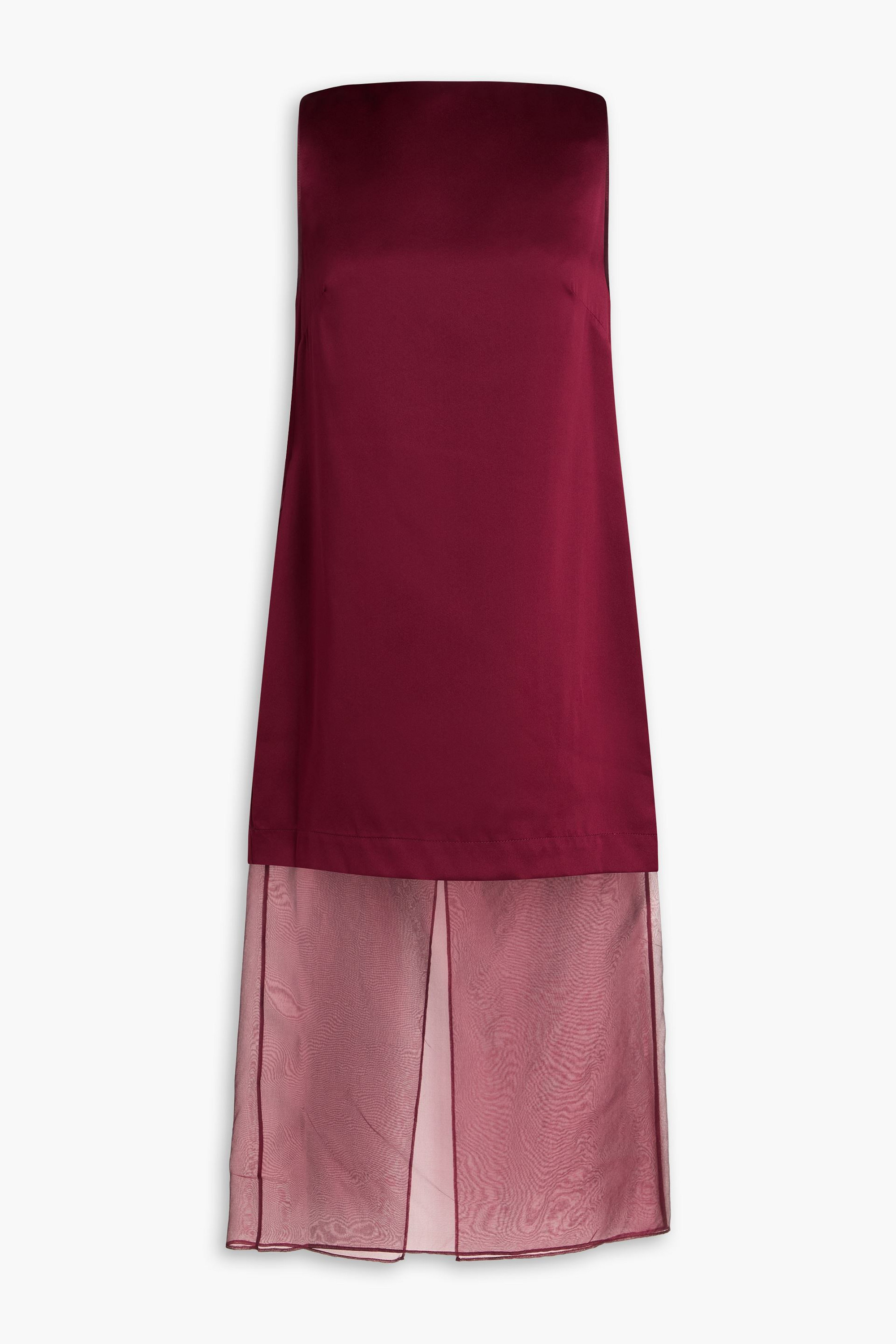 Esse Studios Rio Cowl organza-trimmed silk-satin midi dress