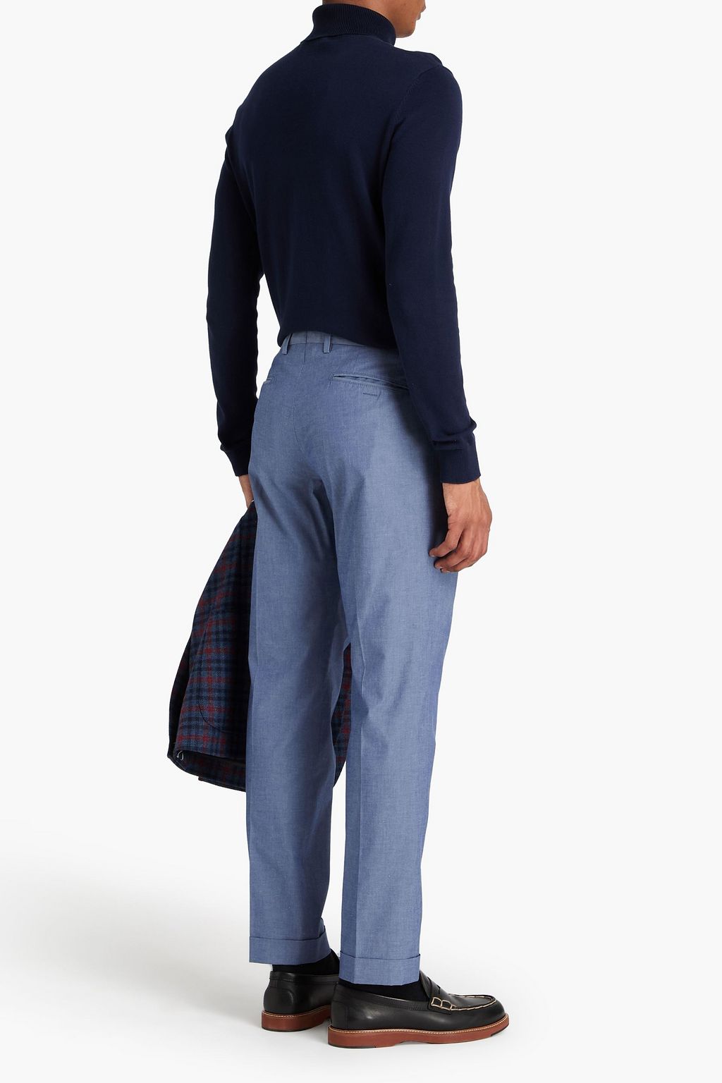 CANALI Tapered cotton-blend Oxford pants