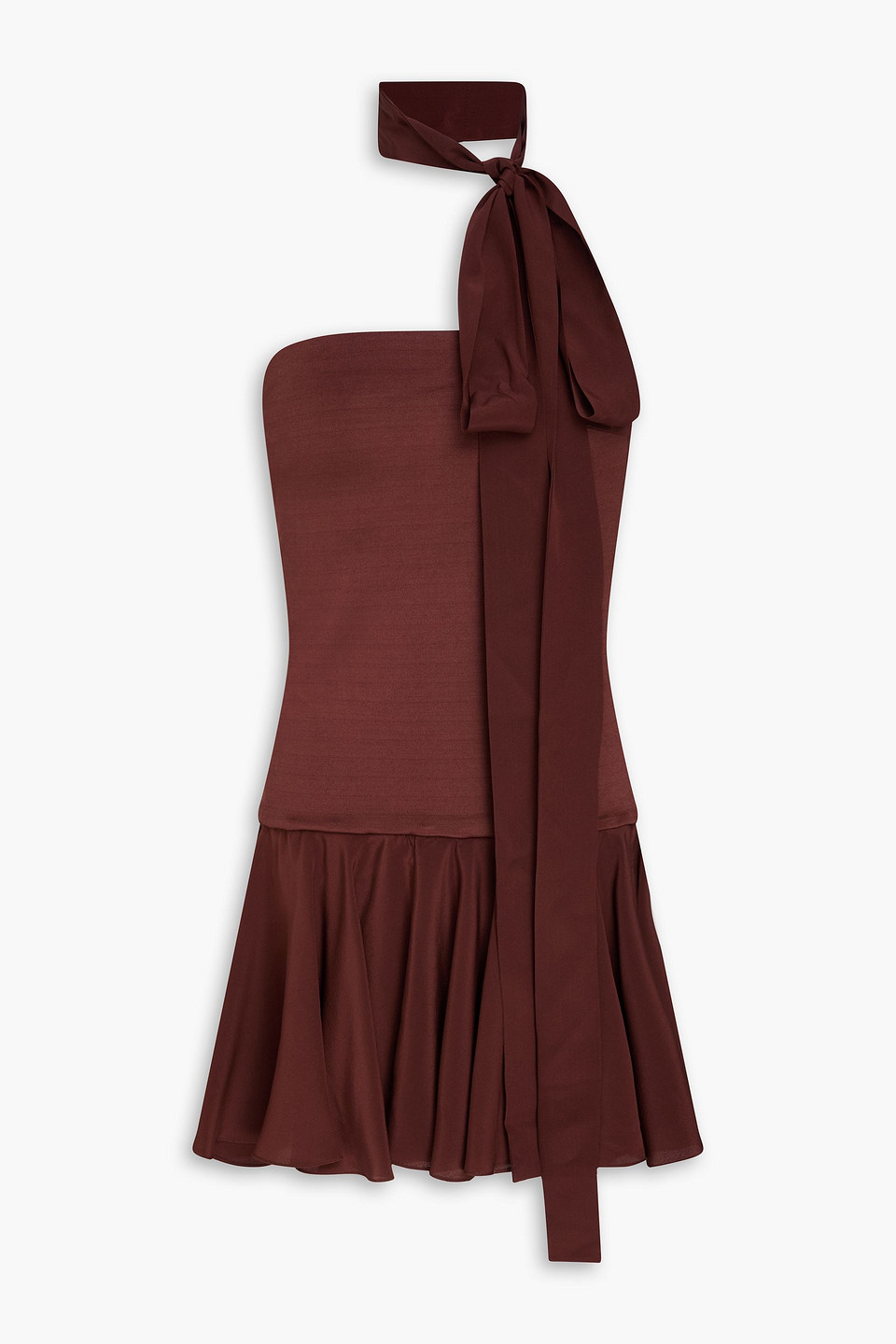 Esse Studios Illi Strapless Crepe De Chine Mini Dress In Brown
