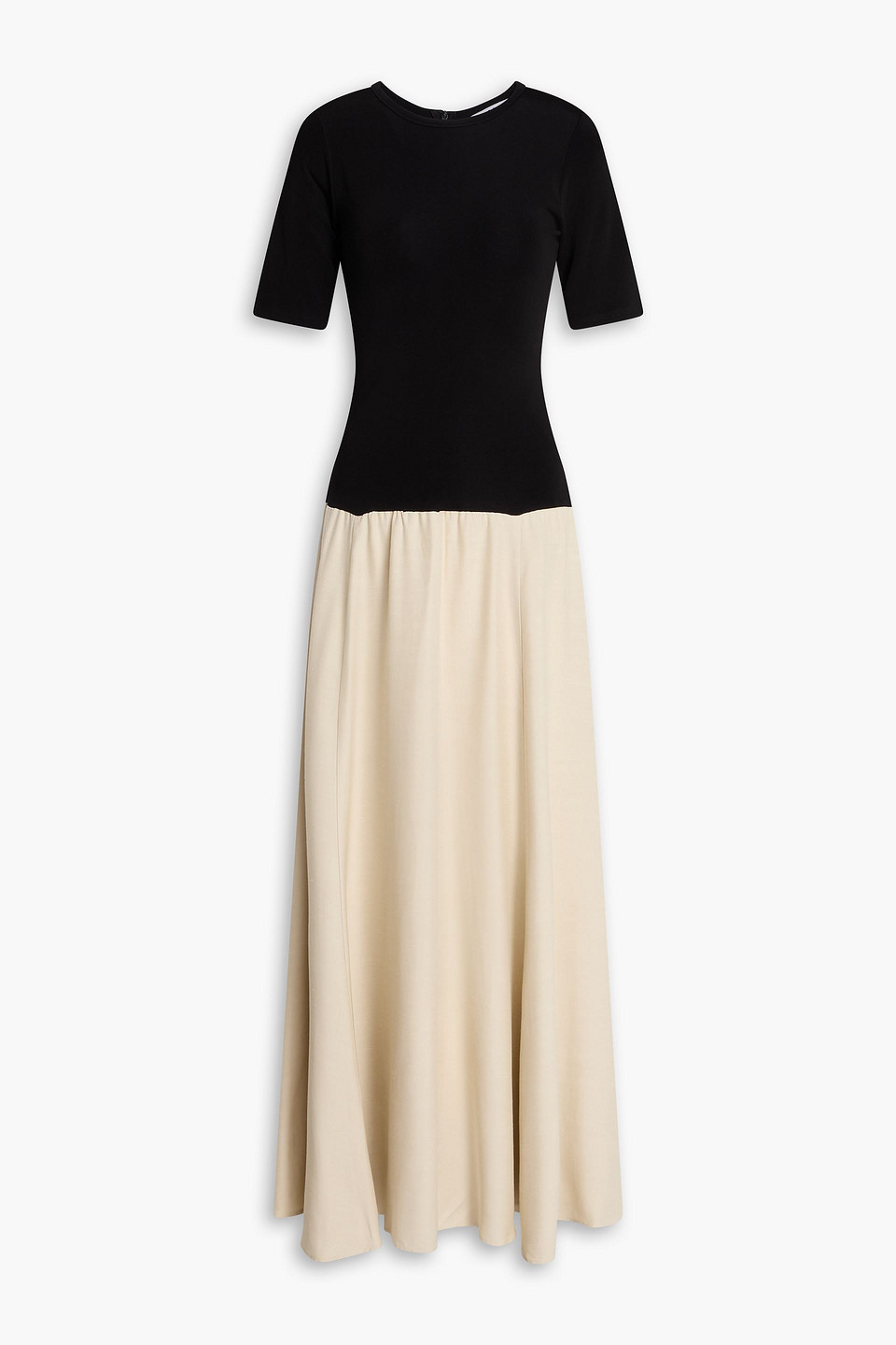 Esse Studios Tee Duo Two-tone Slub Woven And Stretch-knit Maxi Dress In Black