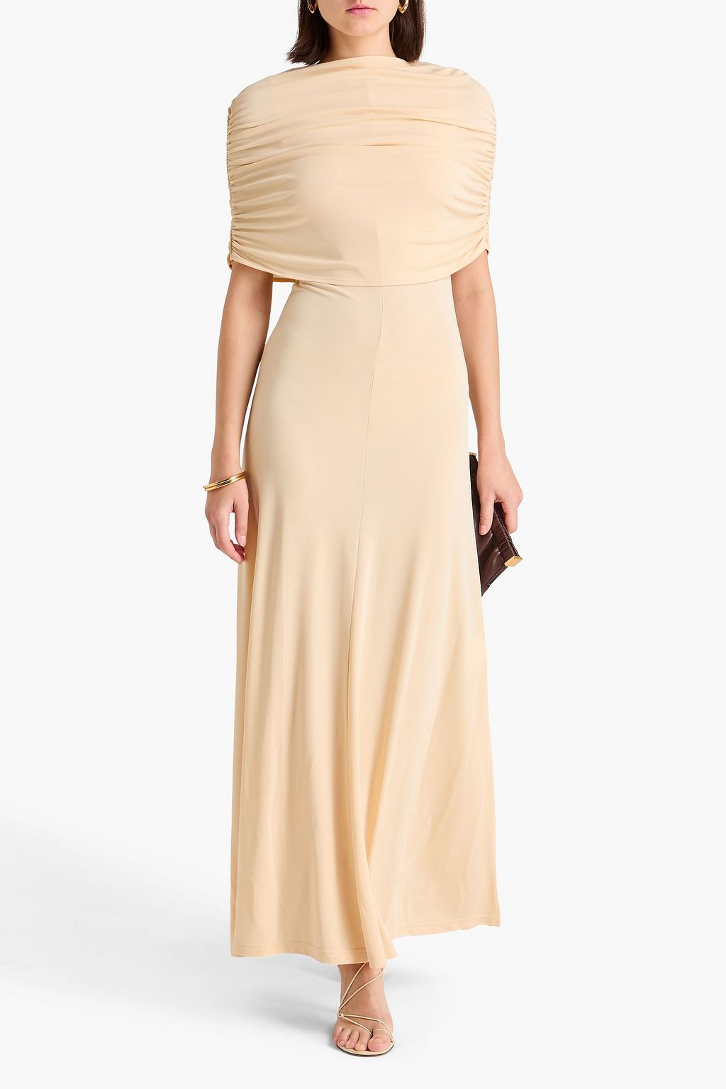 Esse Studios Bonachi cape-effect ruched jersey maxi dress - Women - Cream Dresses - UK 10