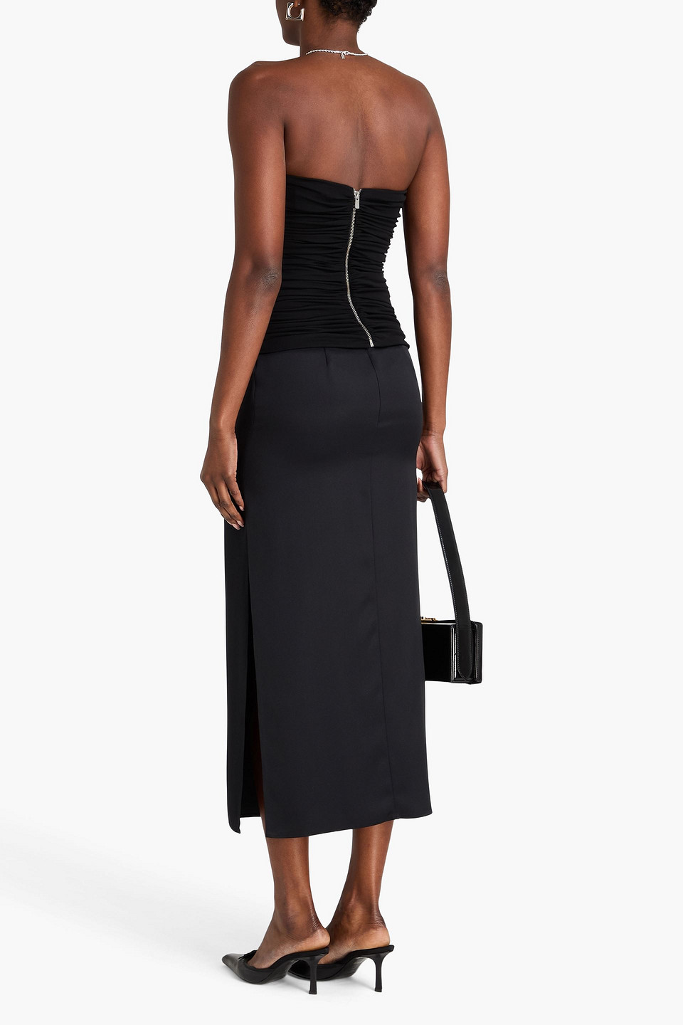 Esse Studios Bonachi Strapless Ruched Jersey Top In Black