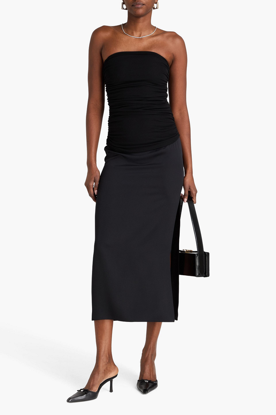 Esse Studios Bonachi Strapless Ruched Jersey Top In Black