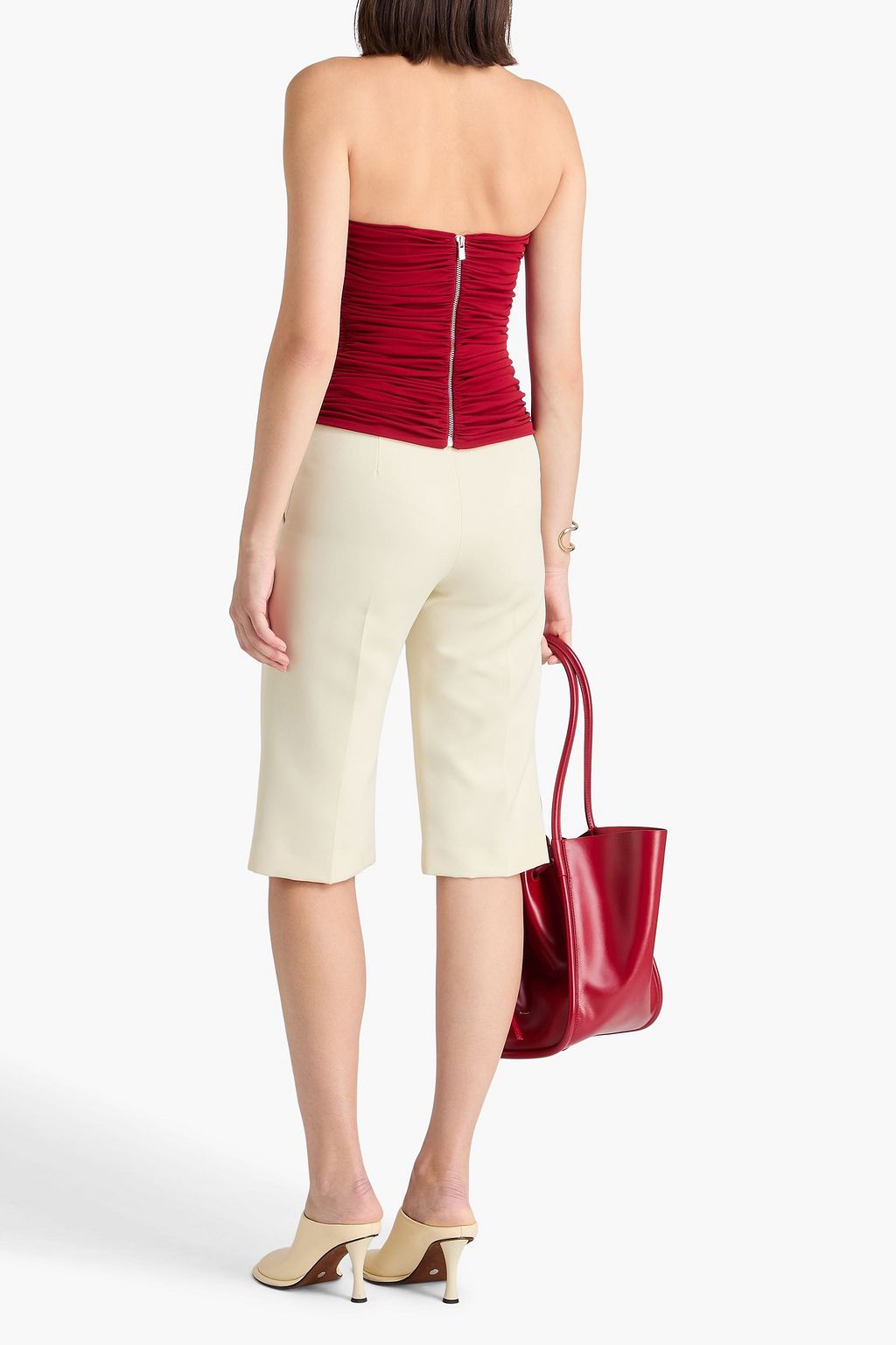 ESSE STUDIOS بلوزة "بوناشي" بدون حمالات من الجيرسي بتأثير مزموم