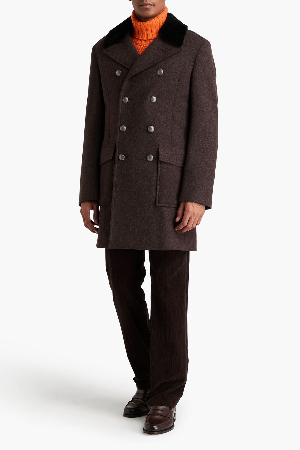CANALI Double-breasted wool-blend felt peacoat