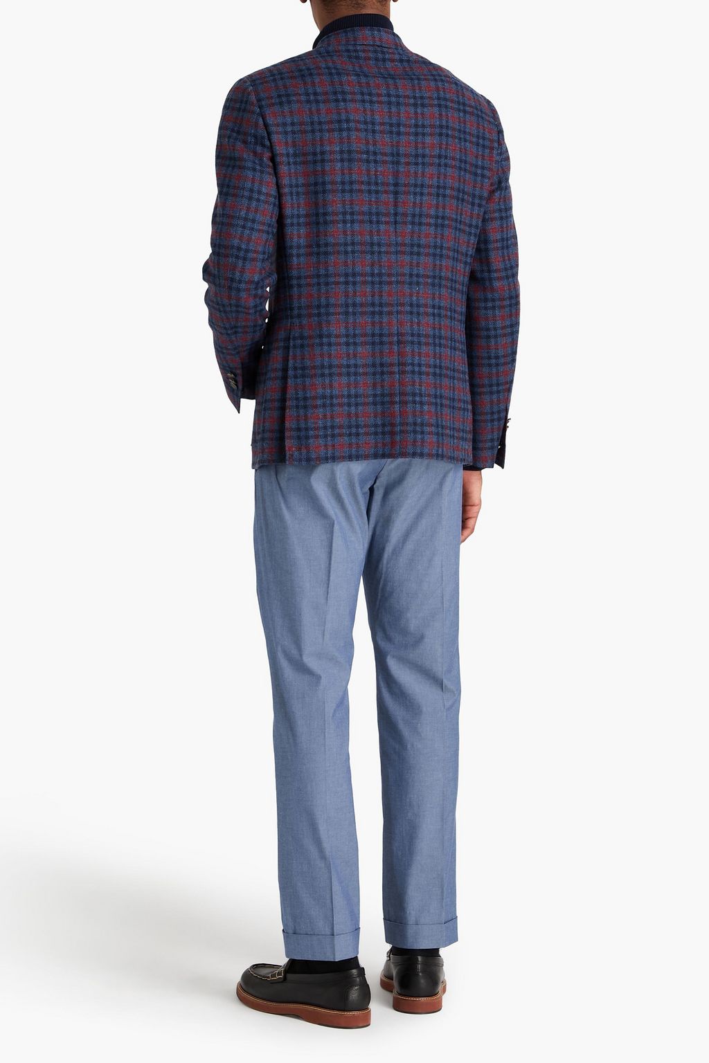 CANALI Checked wool and cashmere-blend tweed blazer