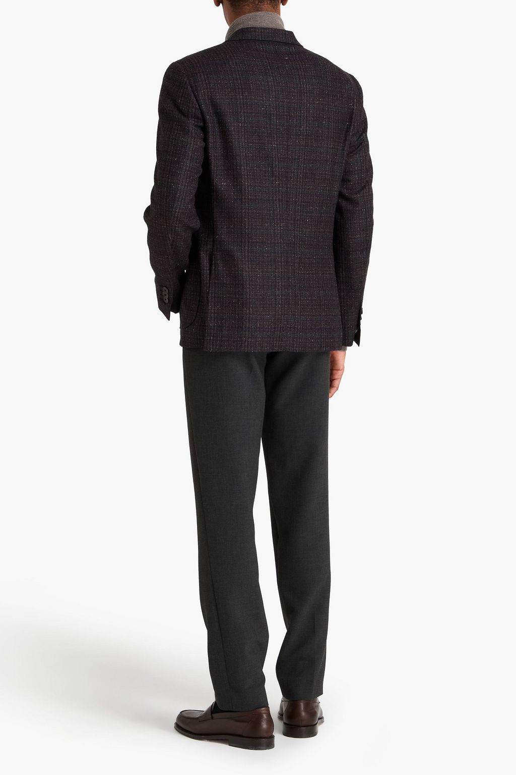 CANALI Donegal checked wool-blend tweed blazer