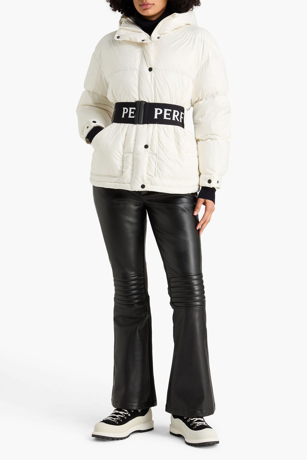 PERFECT MOMENT Belted quilted shell hooded down ski jacket