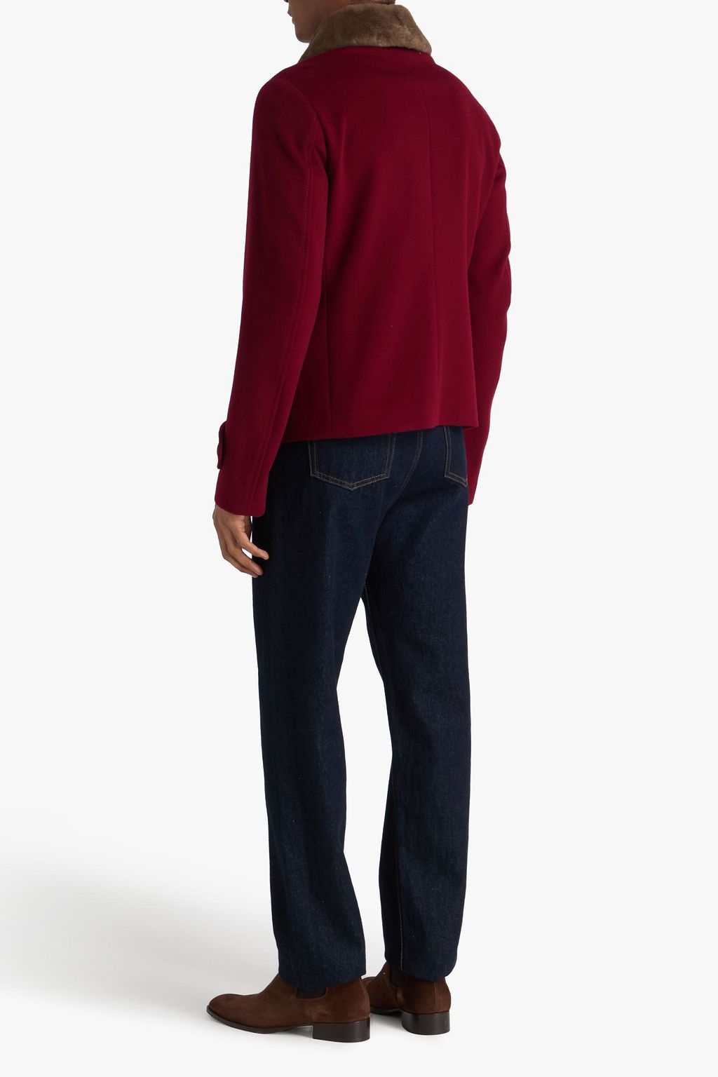 CANALI Plush-trimmed wool-felt jacket