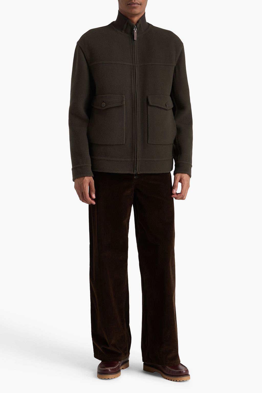 CANALI Quilted shell-paneled wool-blend felt jacket