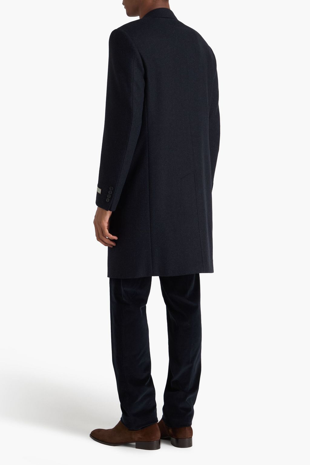 CANALI Herringbone wool and cashmere-blend tweed coat