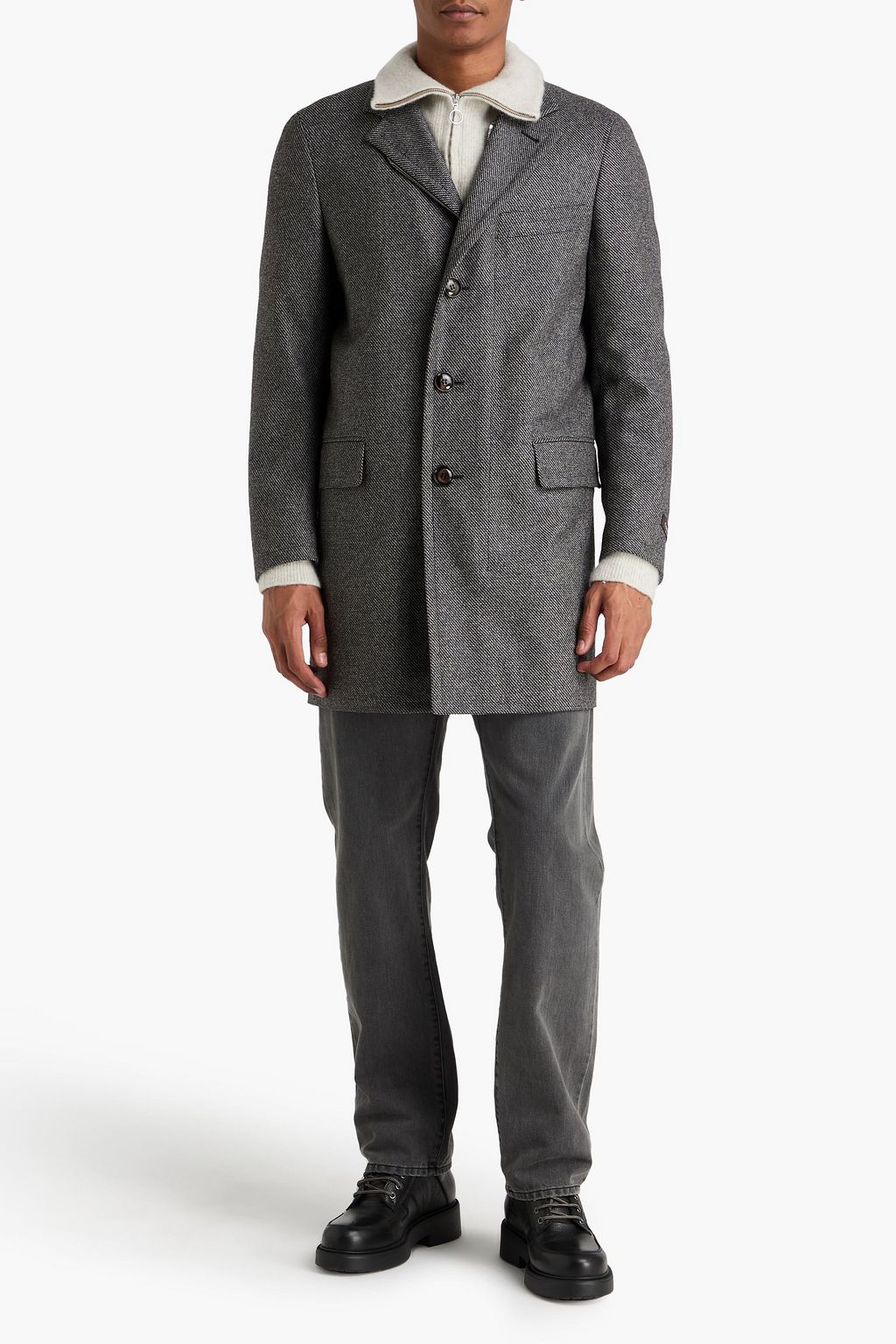 CANALI Wool and cashmere-blend felt coat