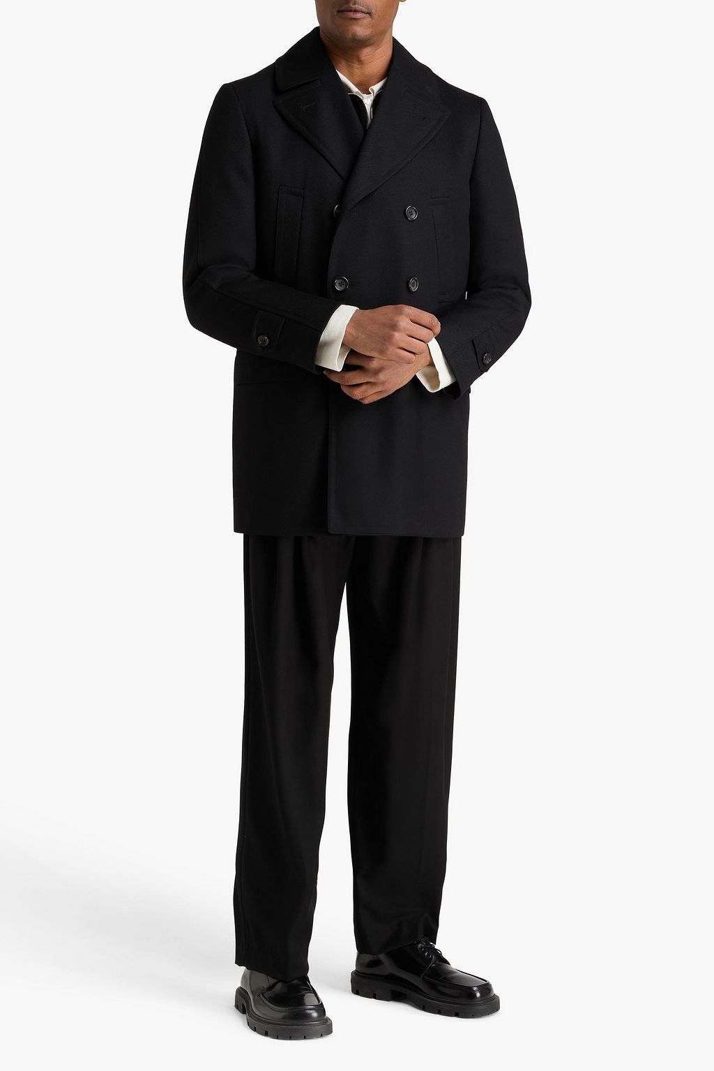 CANALI Double-breasted wool-twill peacoat
