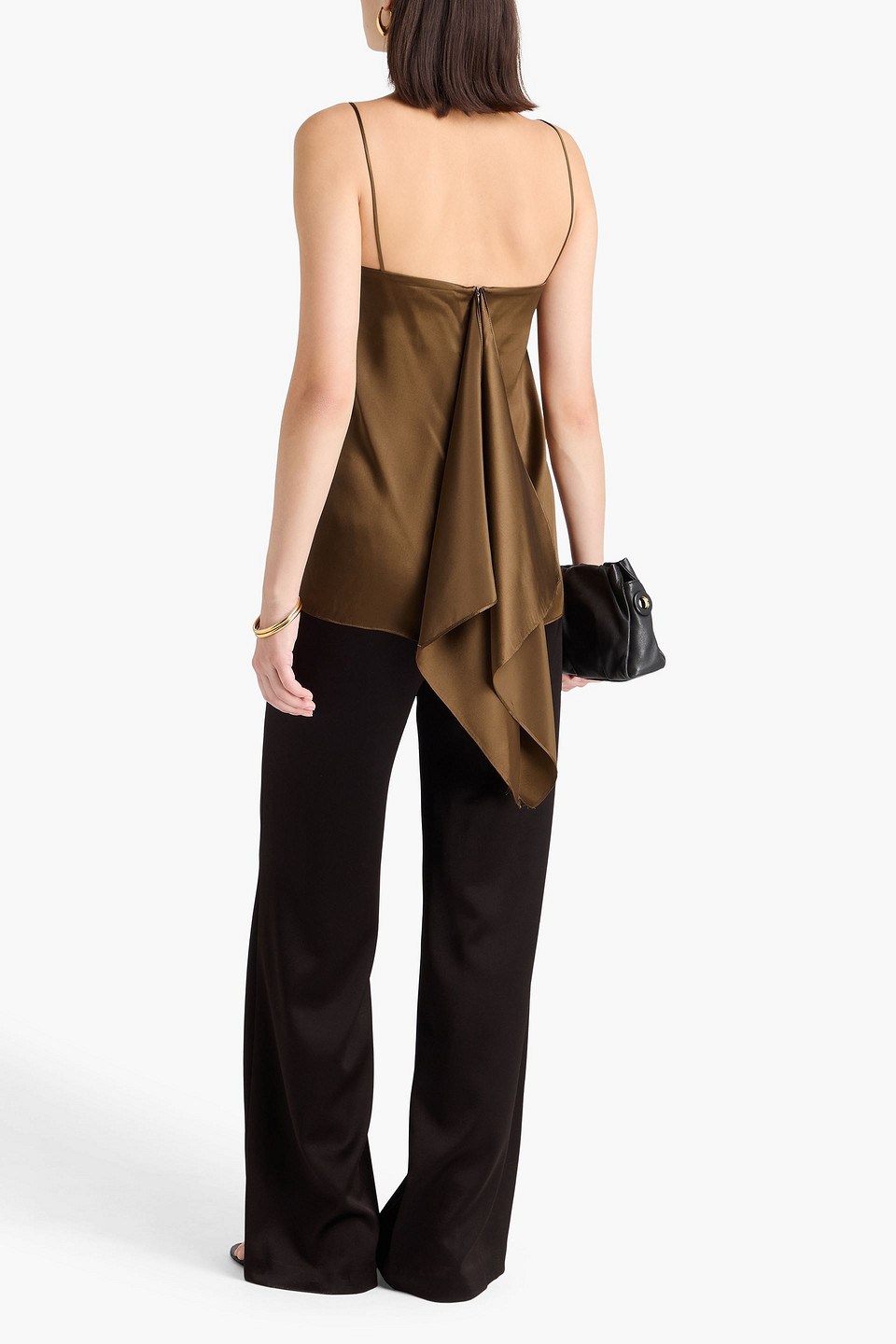 Esse Studios Finesa Draped Silk-charmeuse Camisole In Green