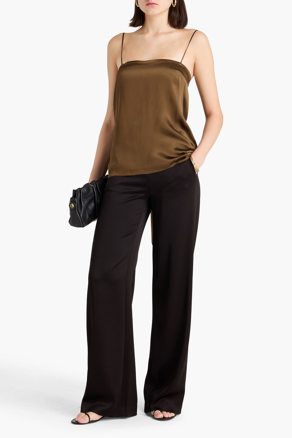 Esse Studios Finesa Draped Silk-charmeuse Camisole In Green